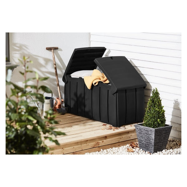 Strata 322L black outdoor garden storage box