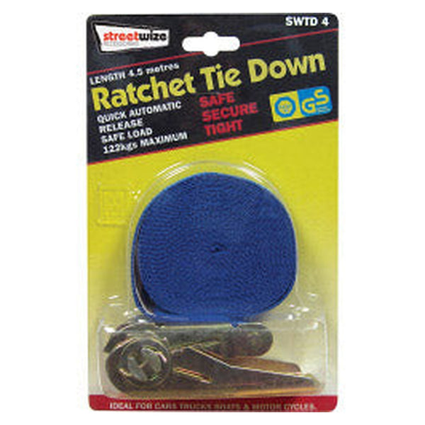 Streetwize 4.5m ratchet tie down strap