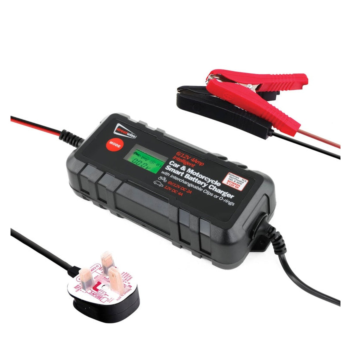 Streetwize 6V/12V 4A smart battery charger, view 2