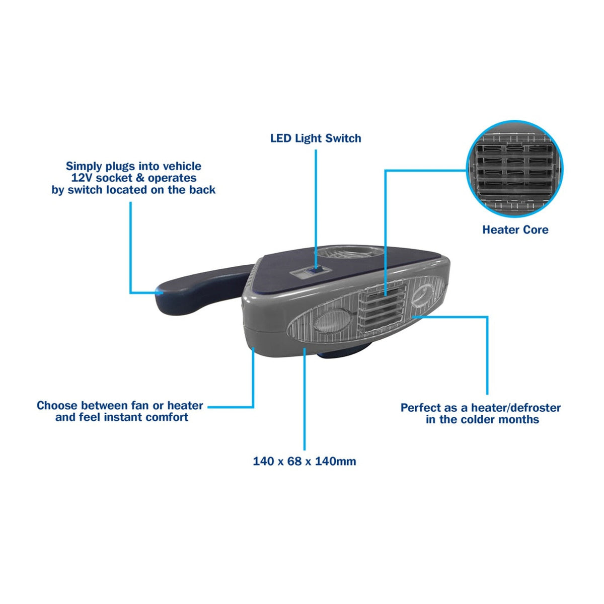 Streetwize 12V heater defroster with LED light, view 5