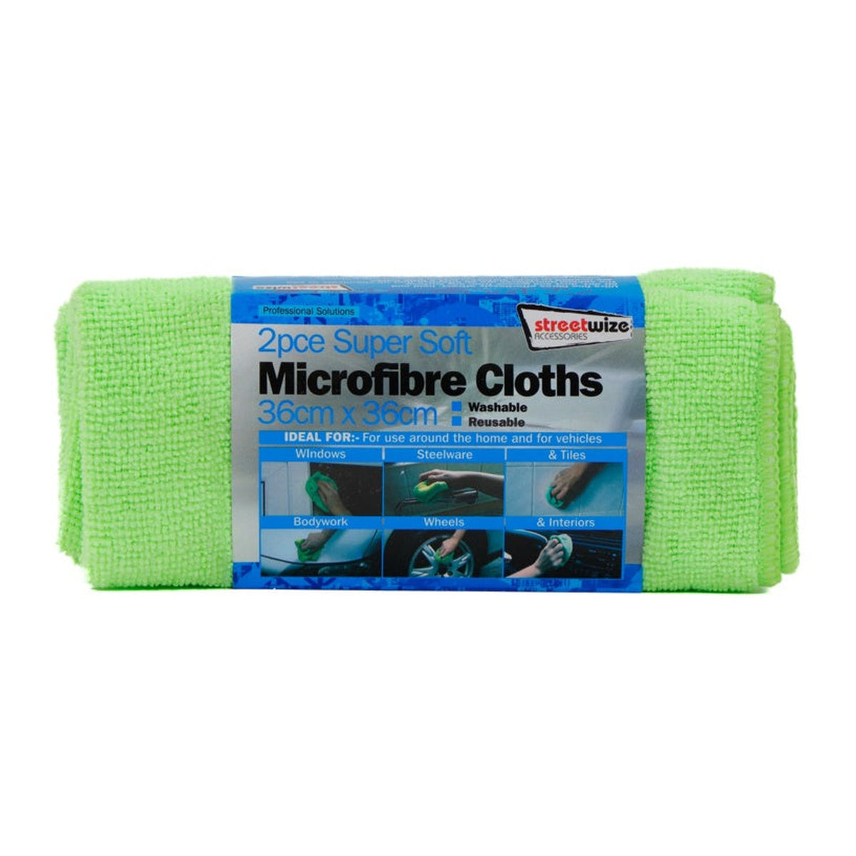 Streetwize pack of 2 microfibre glass towels