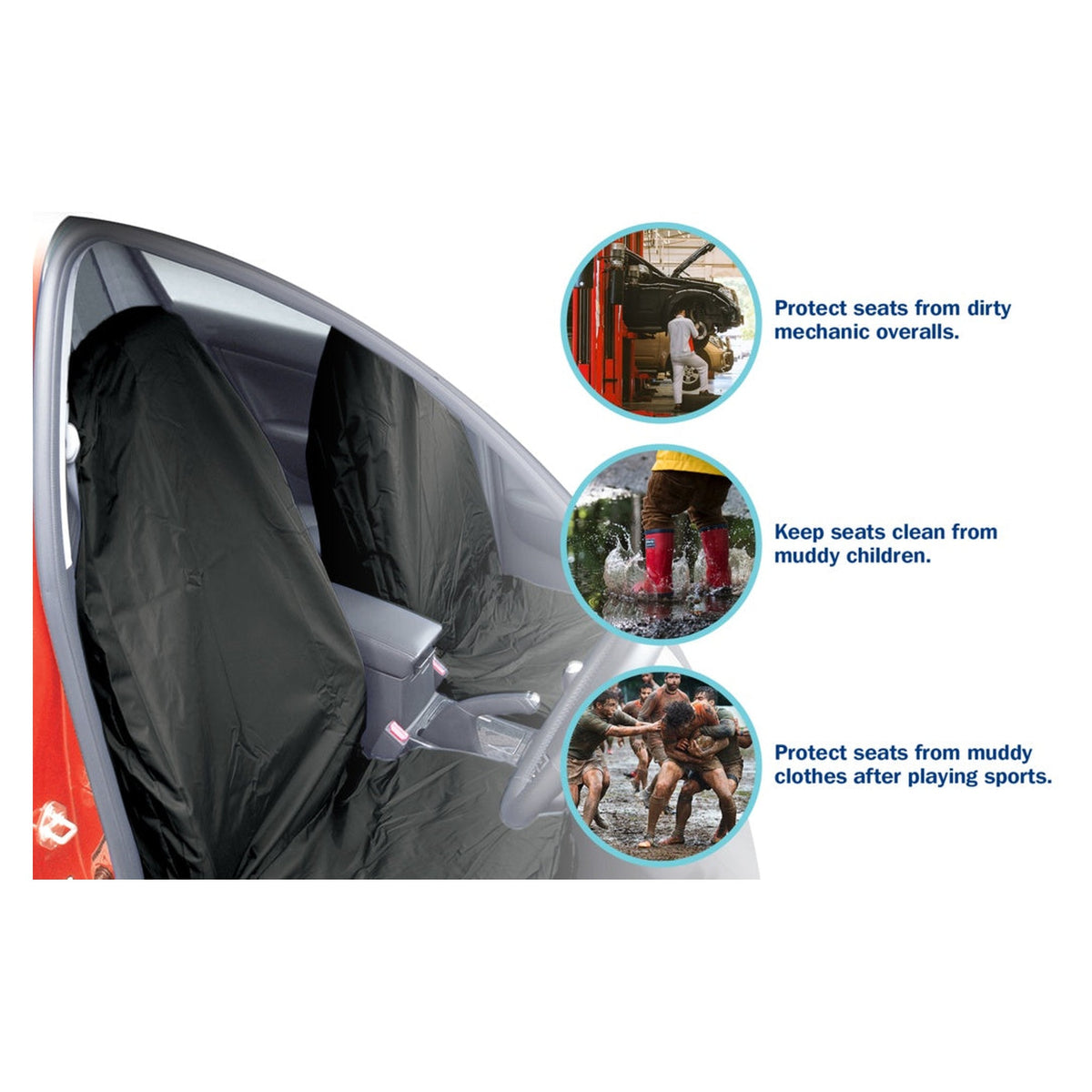 Streetwize black water resistant seat protectors, view 6