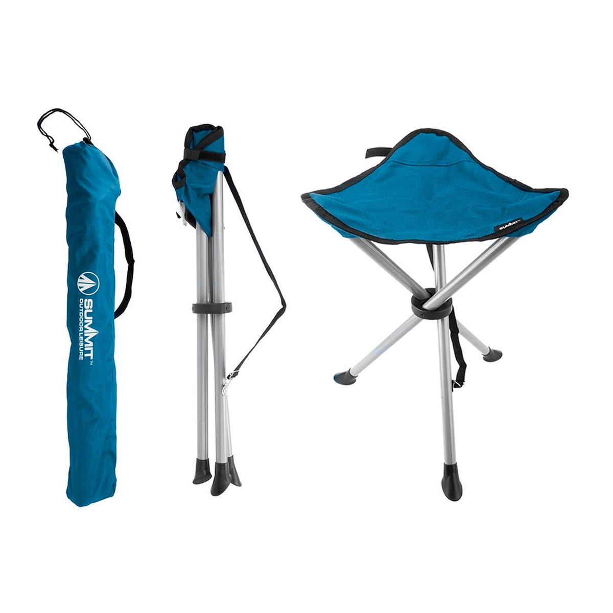 Summit tripod camping stool in indigo blue