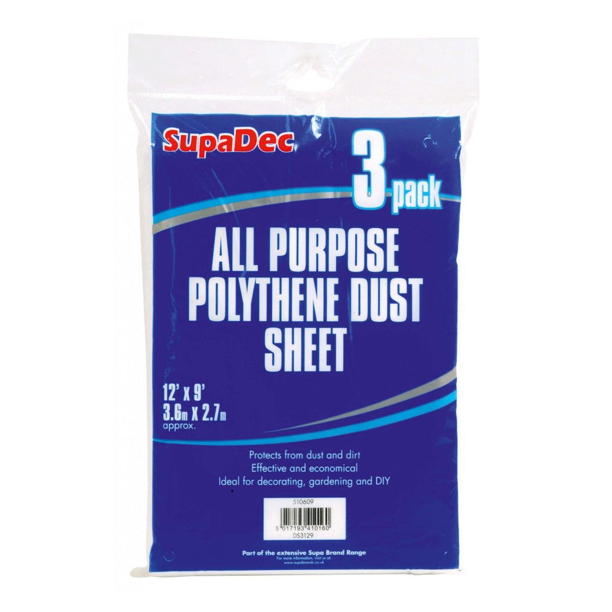 SupaDec polythene dust sheet 12ft x 9ft