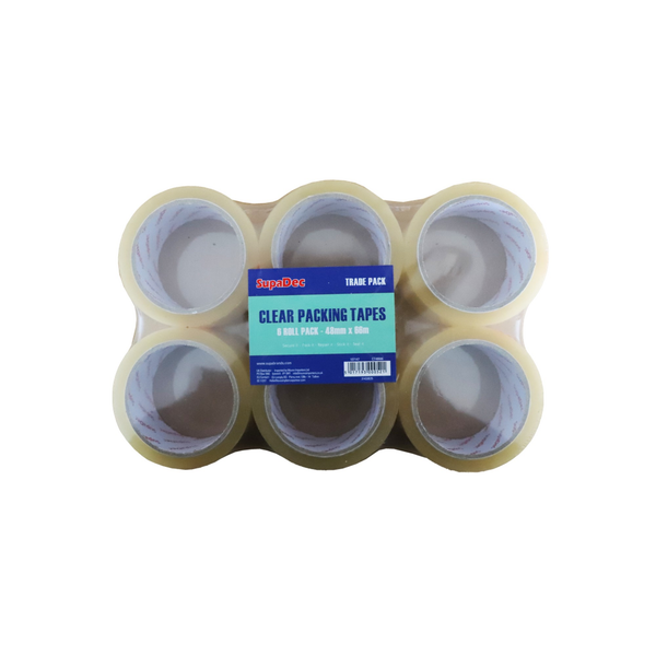 SupaDec clear tape 48mm x 66m, pack of 6