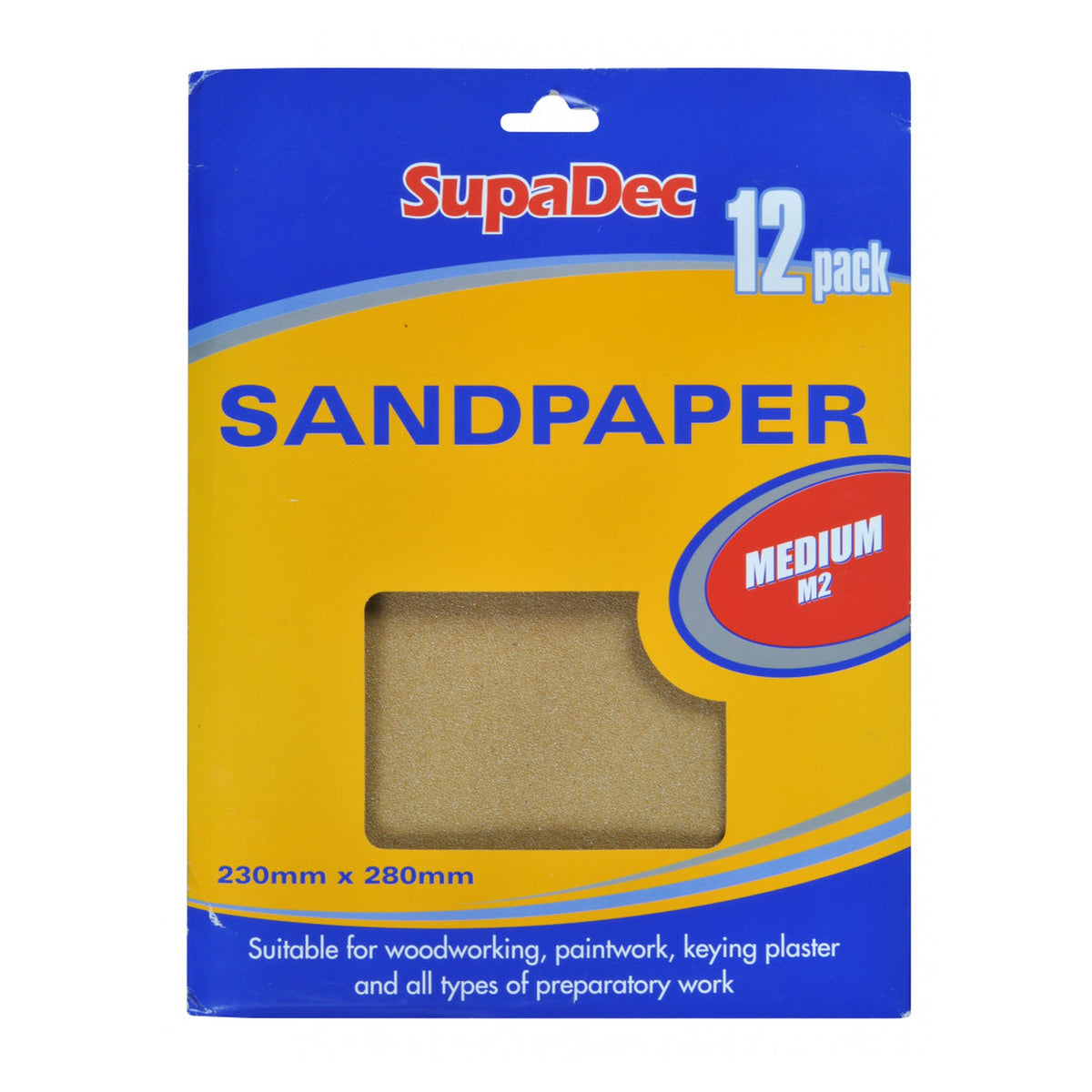 SupaDec general purpose sandpaper, pack of 12, medium (M2)