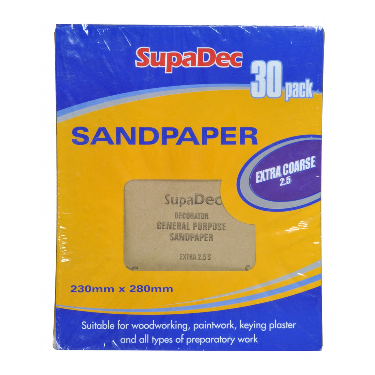SupaDec general purpose sandpaper, pack of 30, extra coarse (2.5)