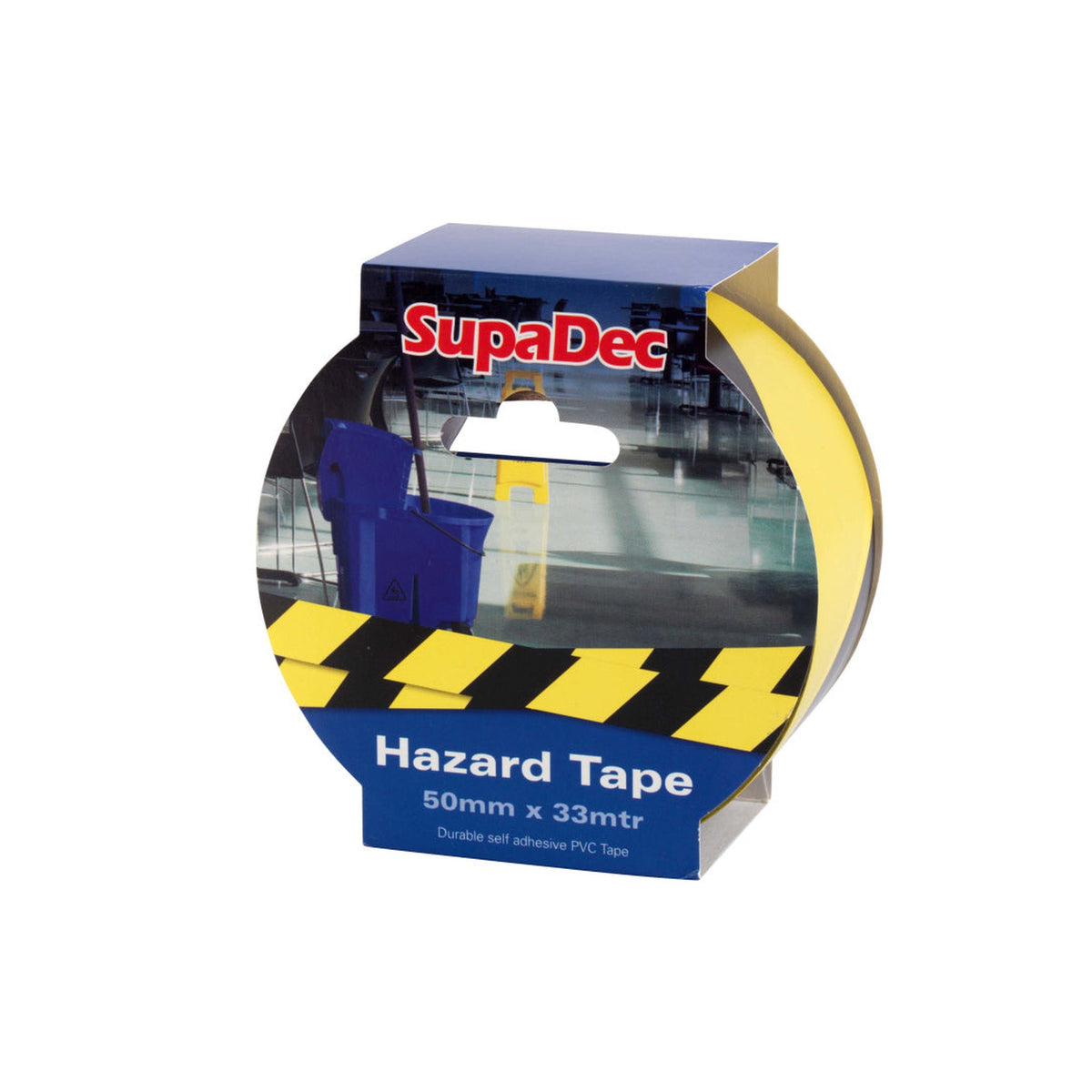 SupaDec hazard warning tape yellow/black 50mm x 33m
