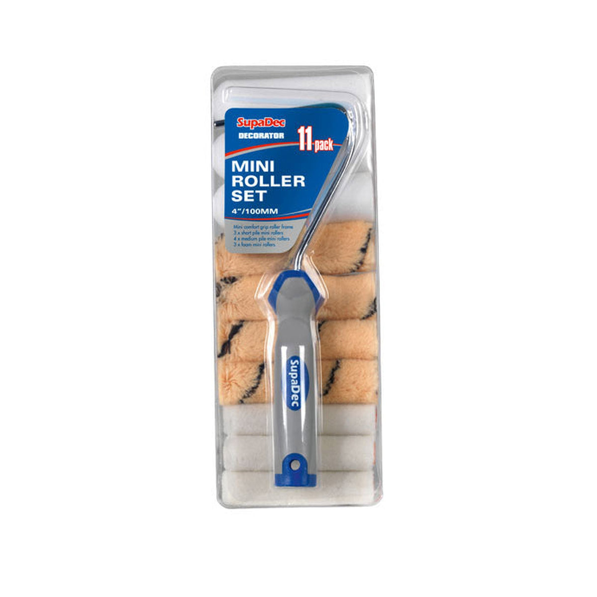 Pack of 11 SupaDec 4 inch mini comfort grip roller frames