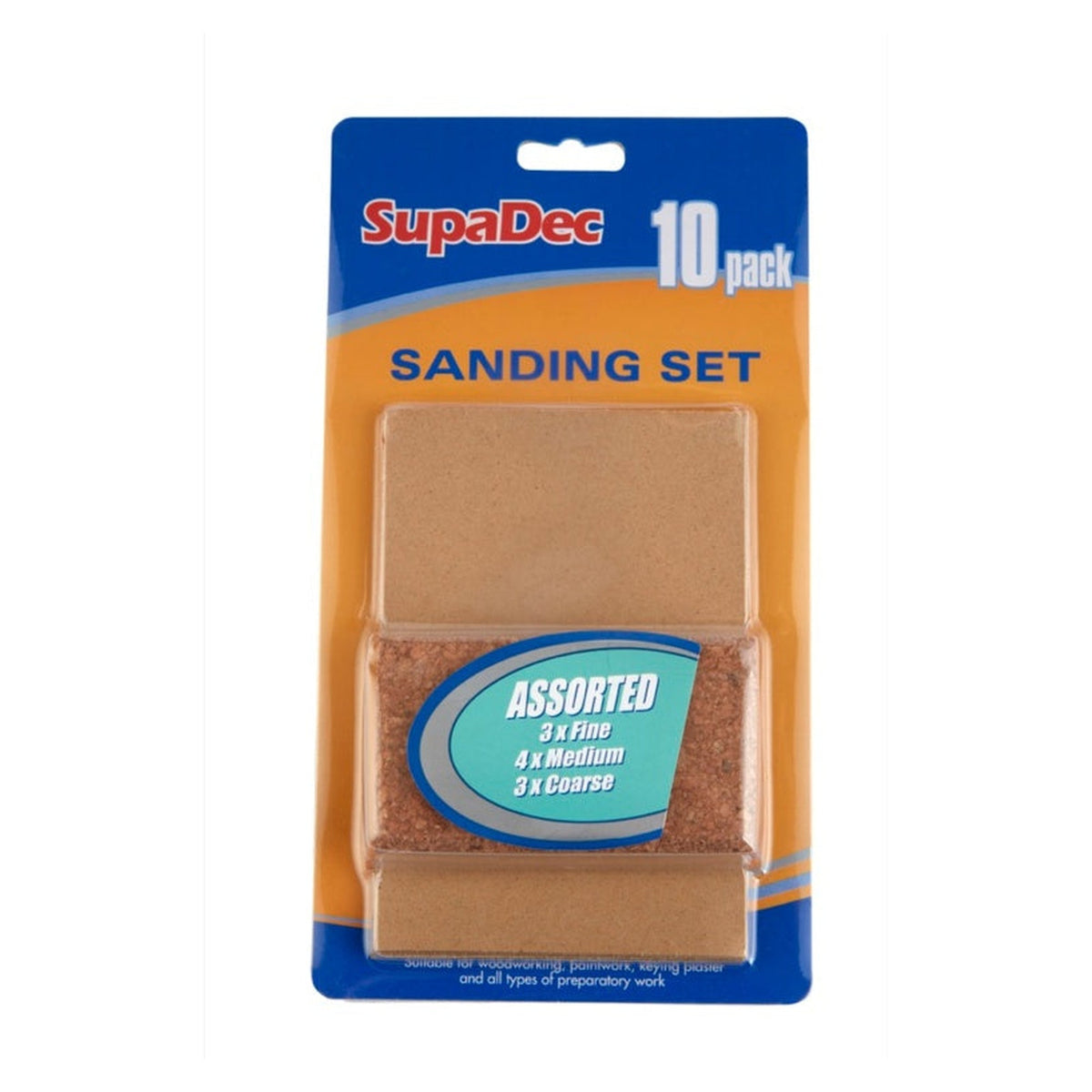 SupaDec cork sanding block with 10 sanding sheets