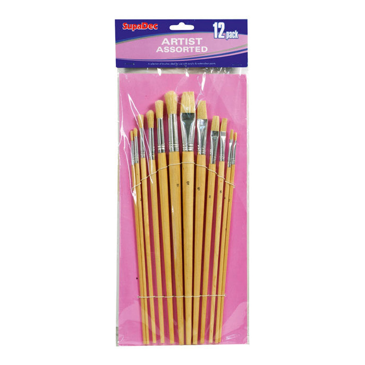 SupaDec 12 piece wooden handle artist brush set
