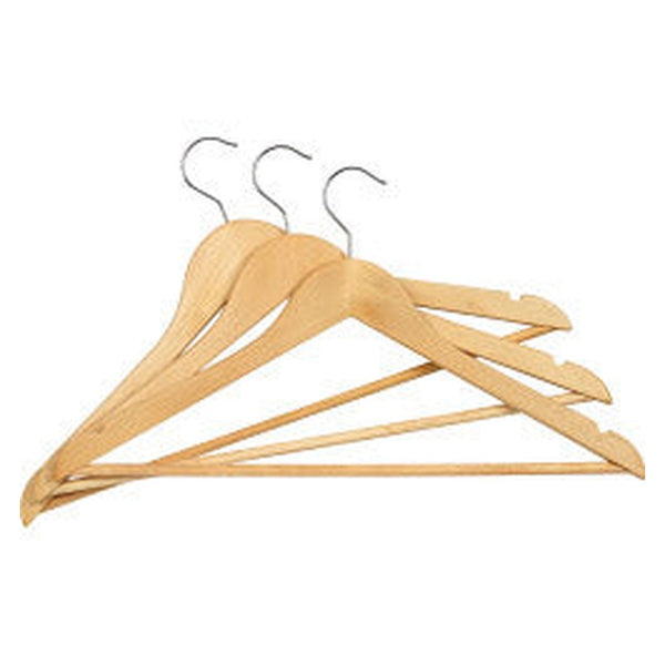 SupaHome wooden hangers with trouser rail pack of 3