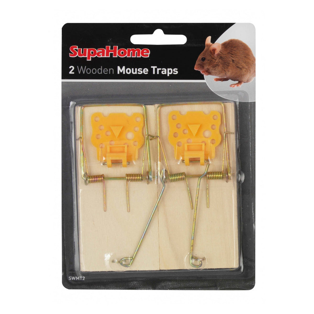 Pack of 2 SupaHome wooden mouse traps