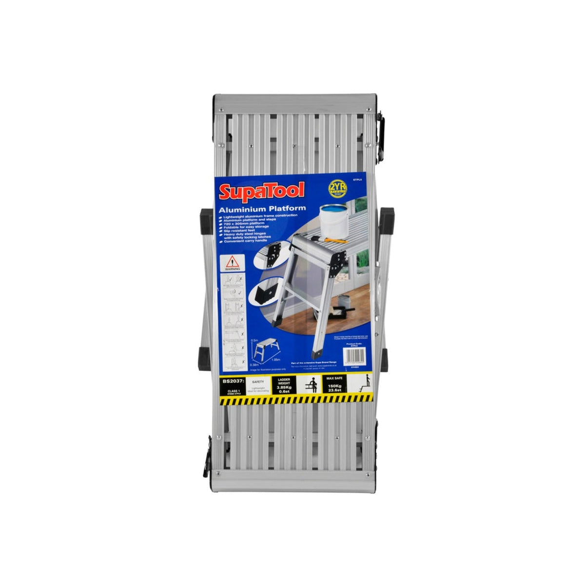 SupaTool aluminium platform ladder with folding frame and platform, view 2