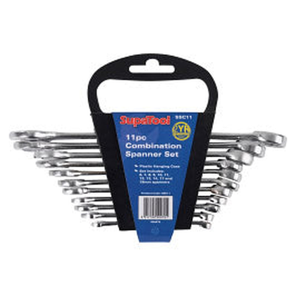 SupaTool 11 piece chrome combination spanner set in hanging case