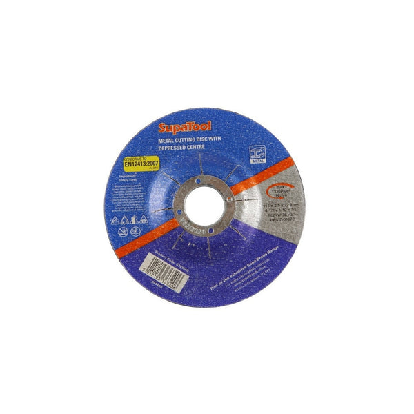 SupaTool 115mm metal cutting disc with depressed centre