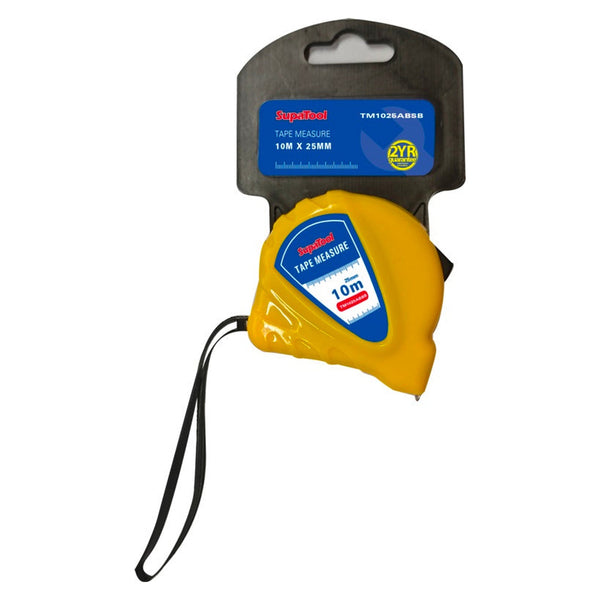 SupaTool plastic 10m tape measure with 25mm blade
