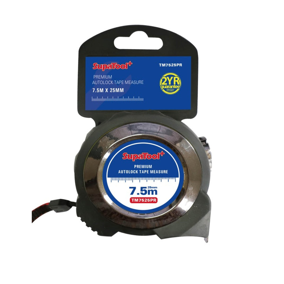 SupaTool+ Premium 7.5m x 25mm auto lock tape measure