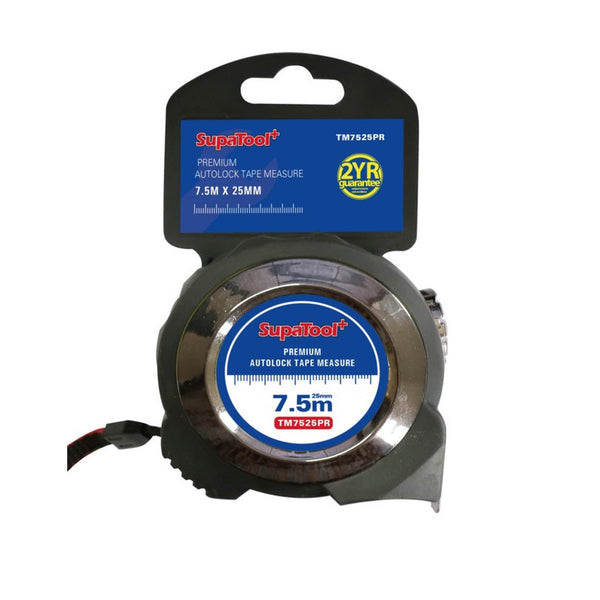 SupaTool+ Premium 7.5m x 25mm auto lock tape measure