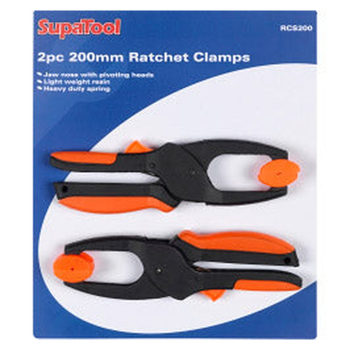 SupaTool 200mm ratchet clamps, pack of 2