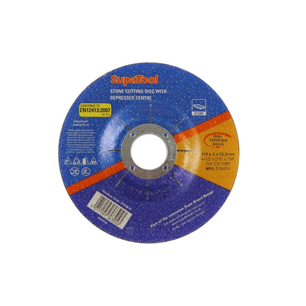SupaTool 115mm depressed centre stone cutting disc