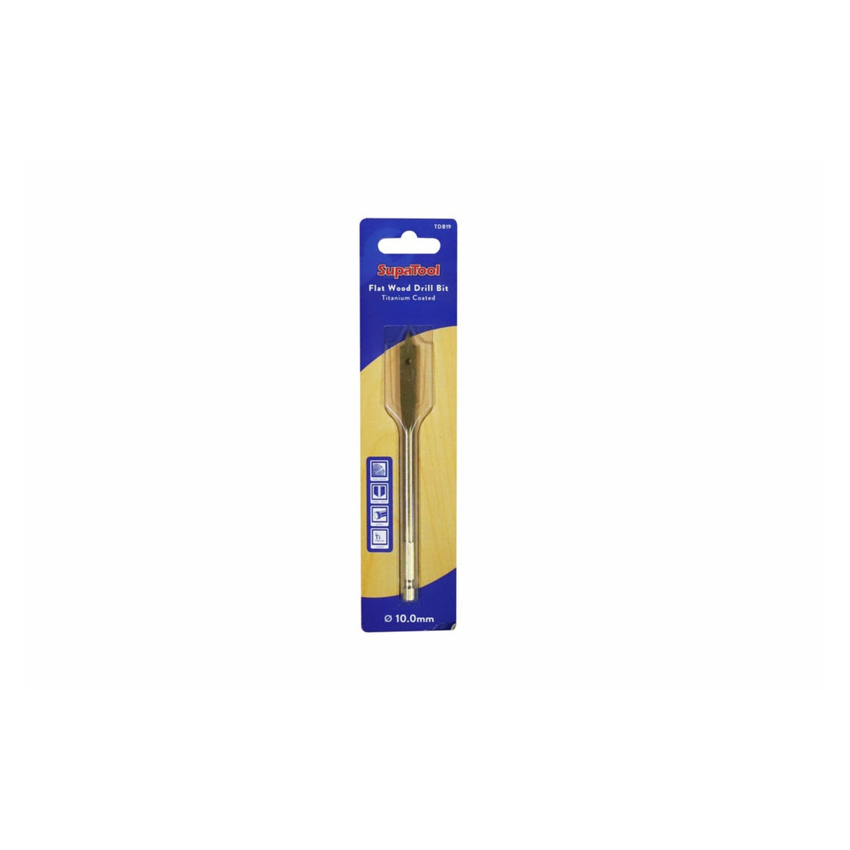 SupaTool 10mm titanium coated flat wood drill bit