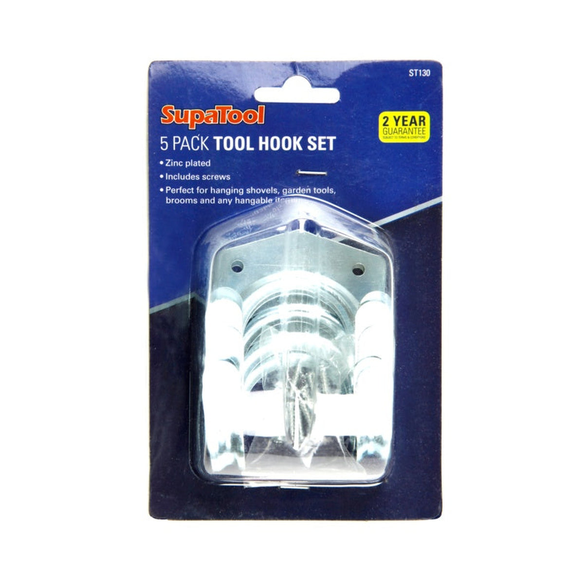 SupaTool 5 piece zinc plated tool hook set