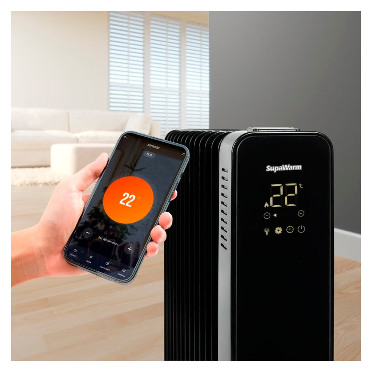 SupaWarm 2500W smart WiFi oil filled radiator, view 5