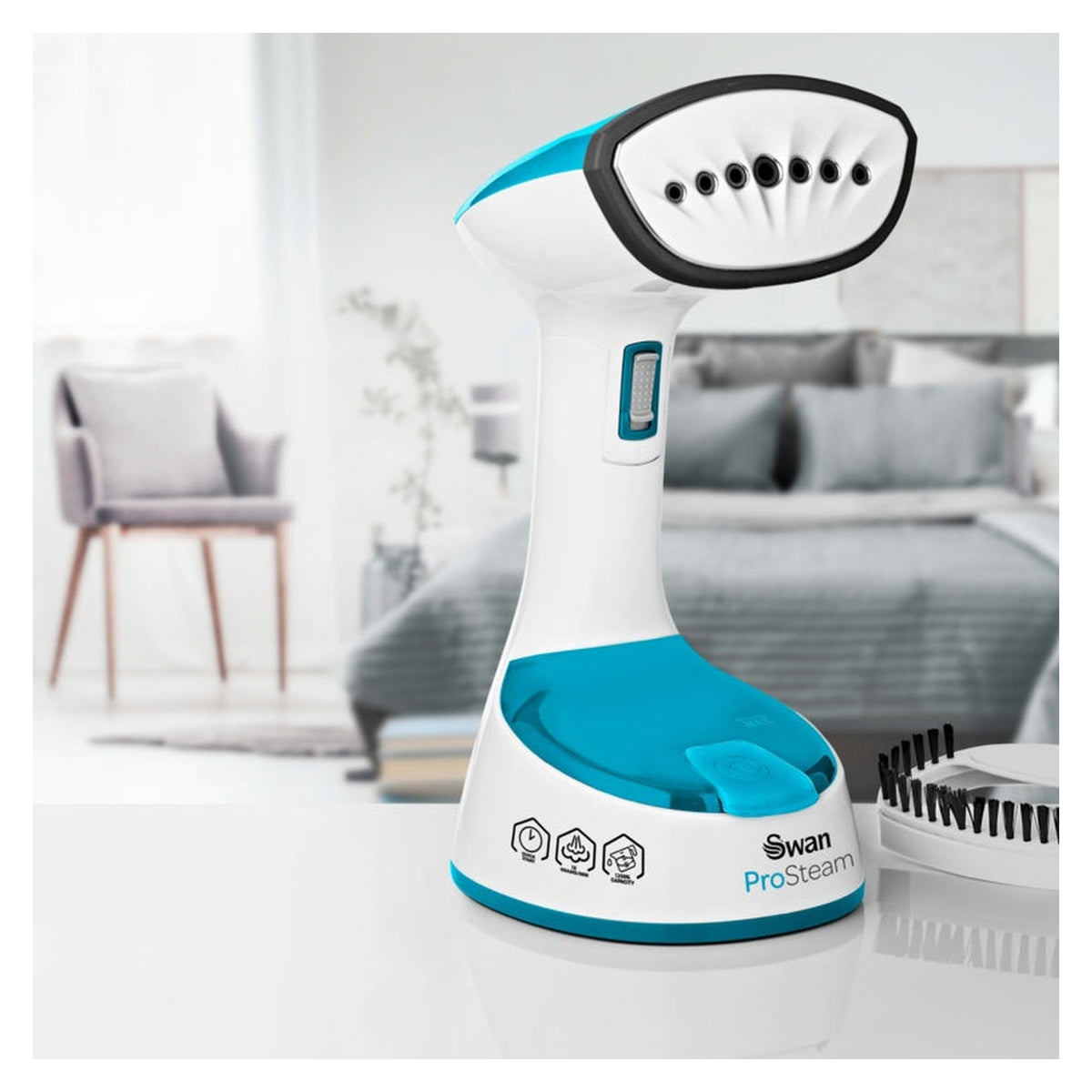 Swan foldable garment steamer in white, view 10