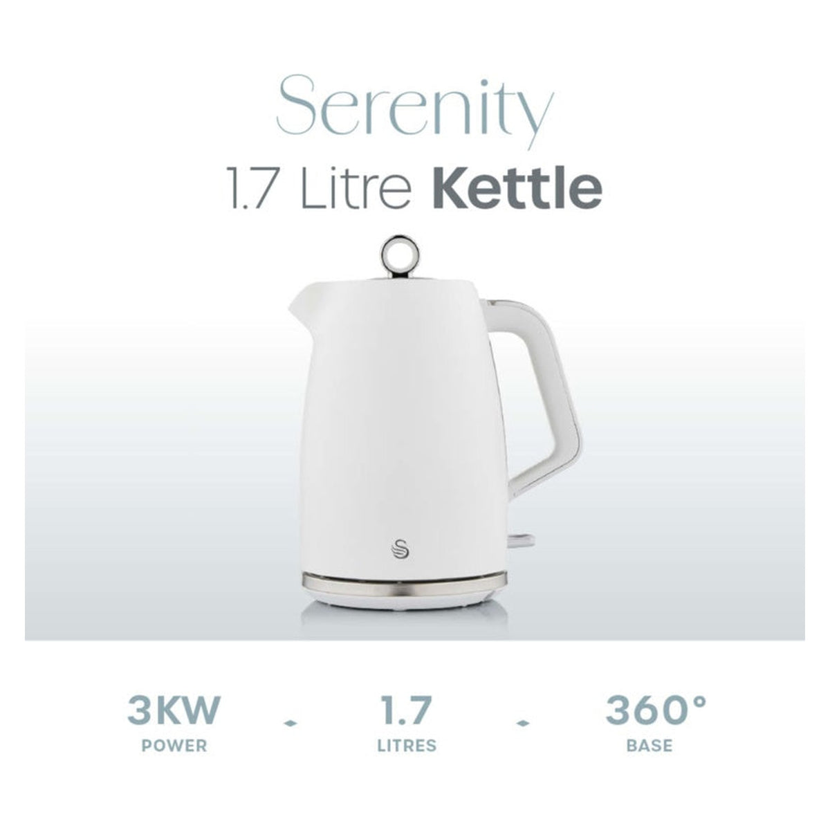 Swan Serenity white 1.7L kettle, view 2