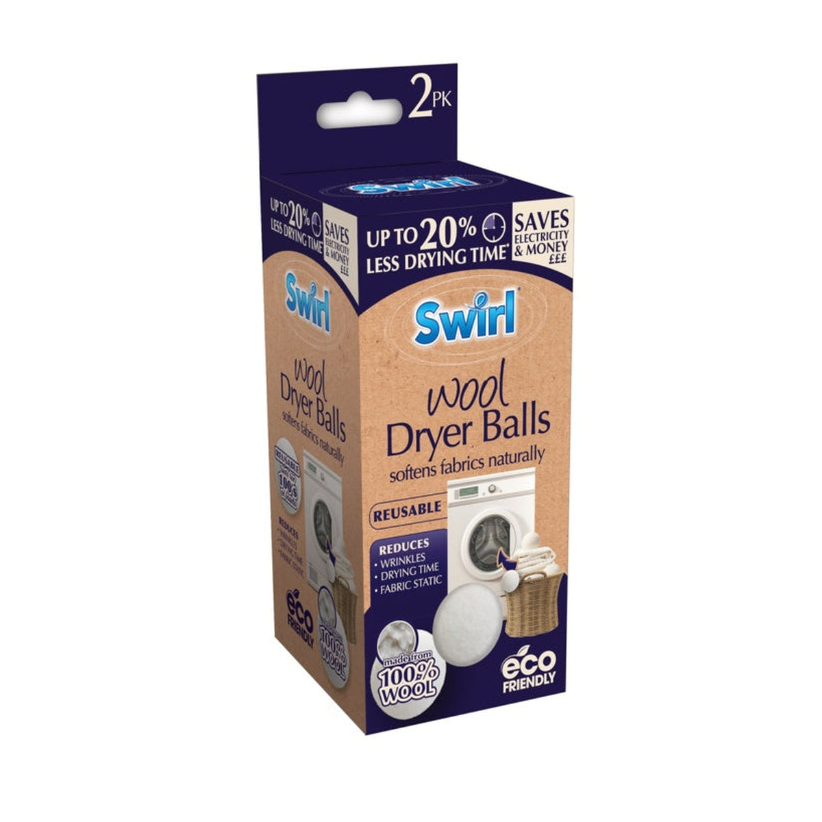 Swirl wool laundry balls pack of 2