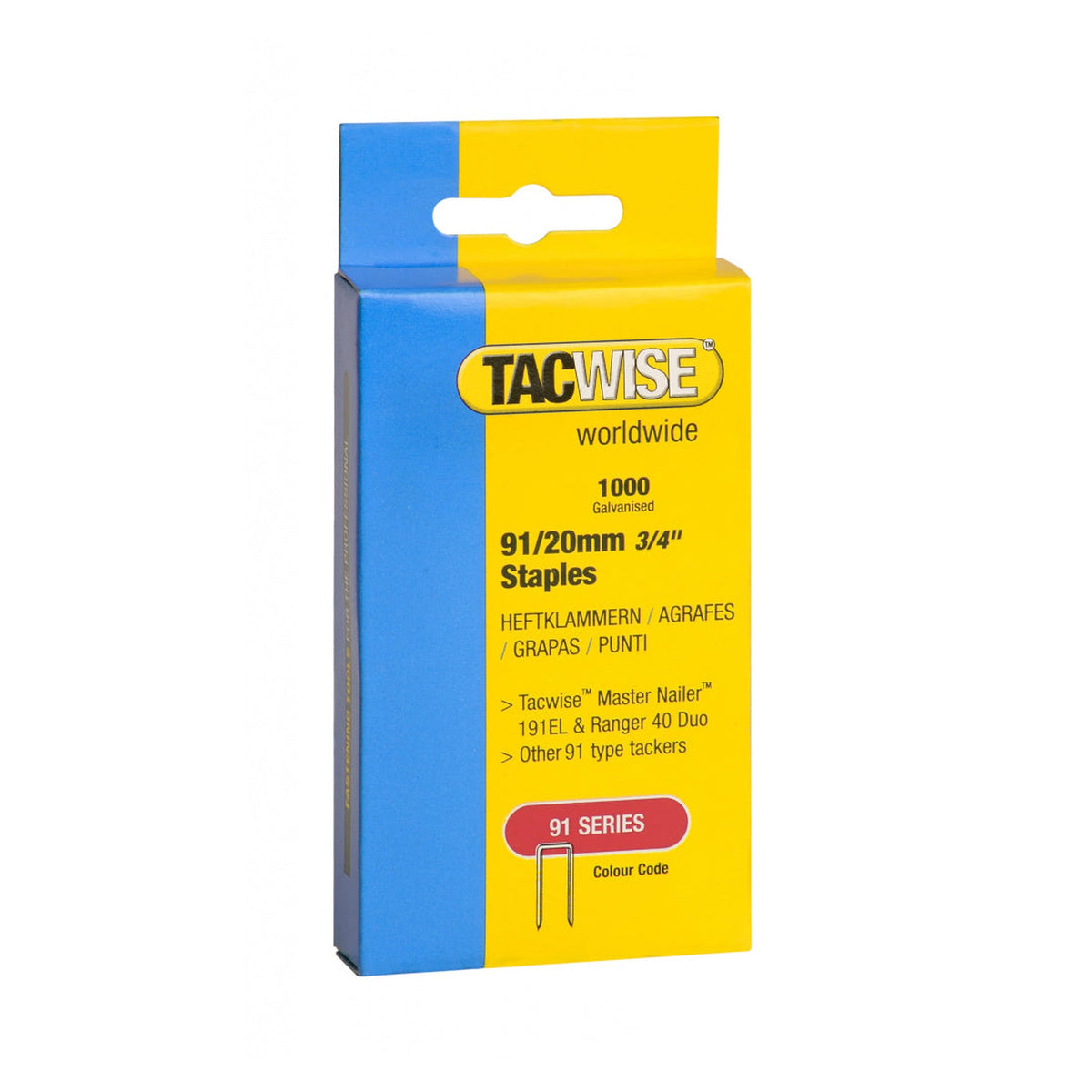 Tacwise 20mm tacker staples, pack of 1000