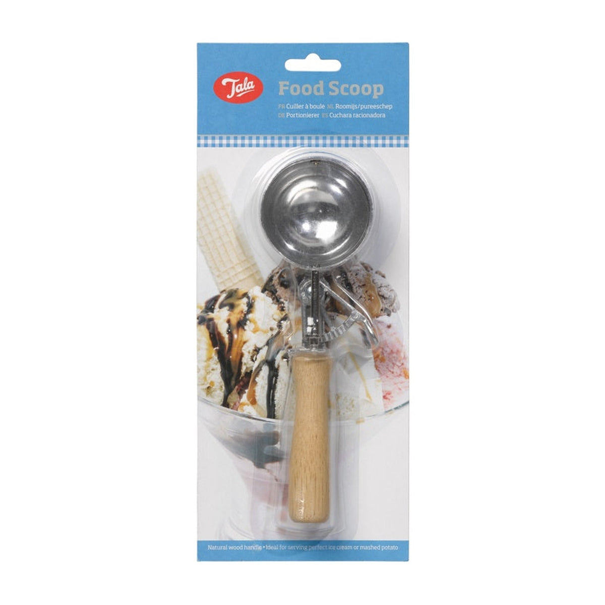 Tala food scoop with natural wood handle, view 2