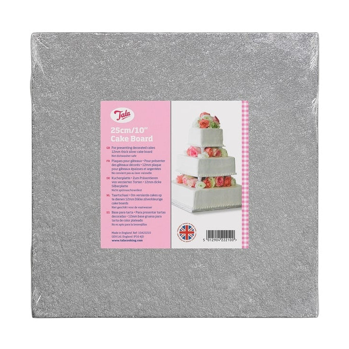 Tala square silver cake drum 12mm 10 inch, view 2