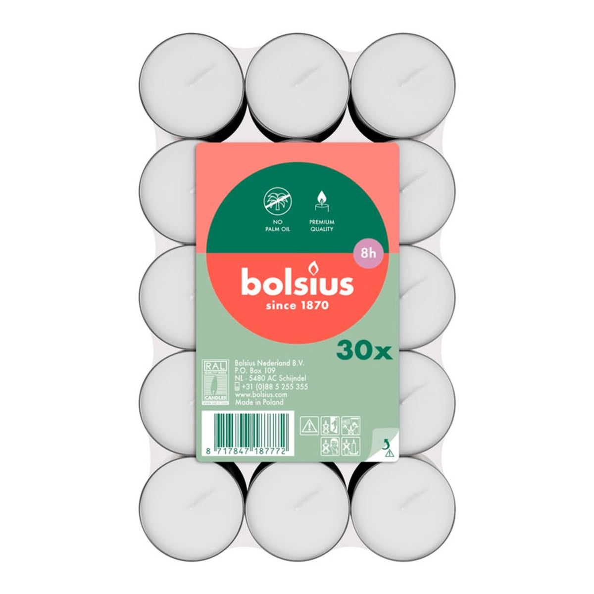 Tealights 8 Hour White - Box 30