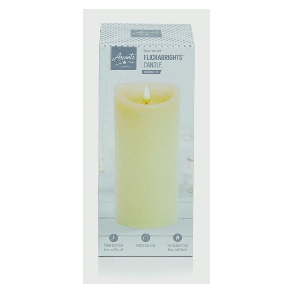 Textured Candle With Timer - 23 x 9cm Cream