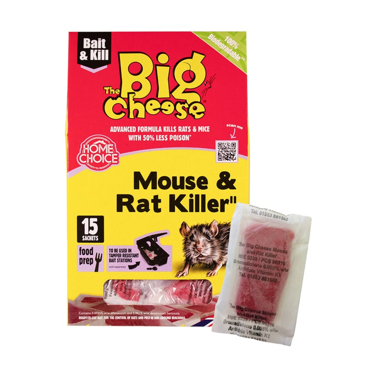 The Big Cheese Mouse and Rat Killer pasta bait 15 sachets