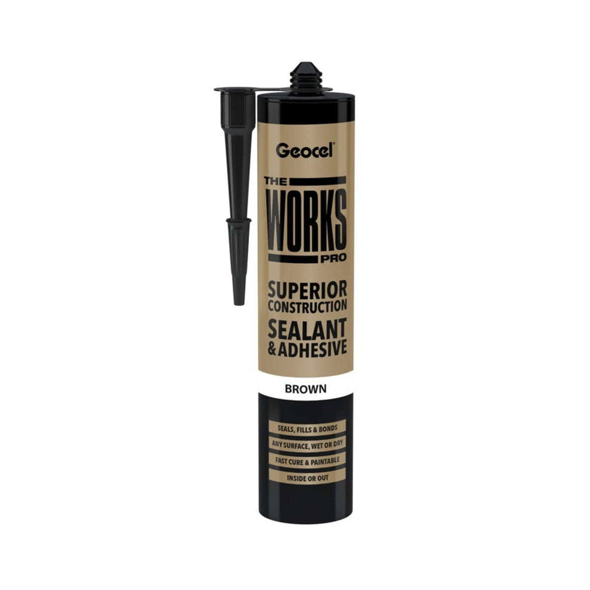 THE WORKS Sealant & Adhesive Pro 290ml cartridge in Brown