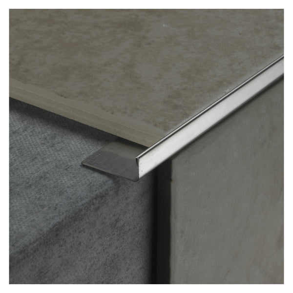 Tile Rite 10mm square listello in stainless steel effect
