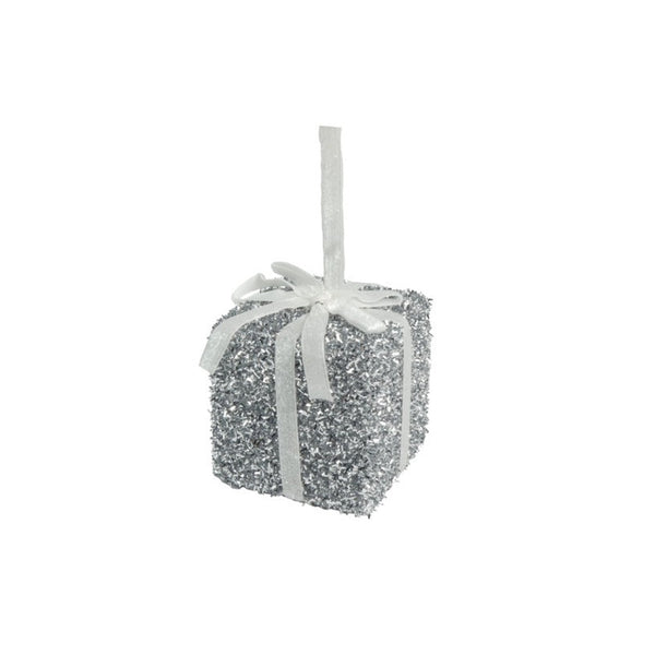 Tinsel Gift - 8cm Silver