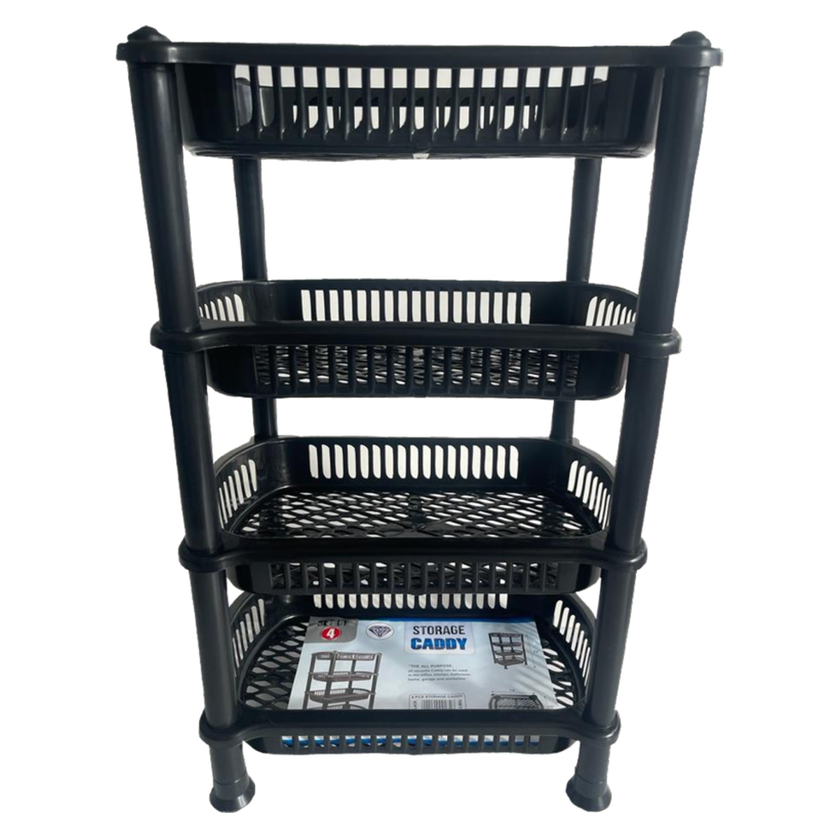 TML black 4 tier storage basket trolley