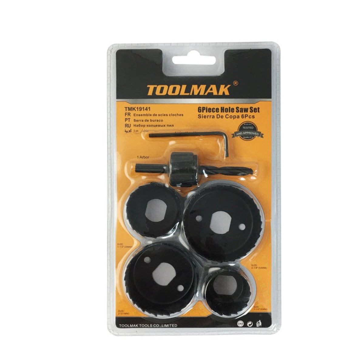 Toolmak 6 piece hole saw set