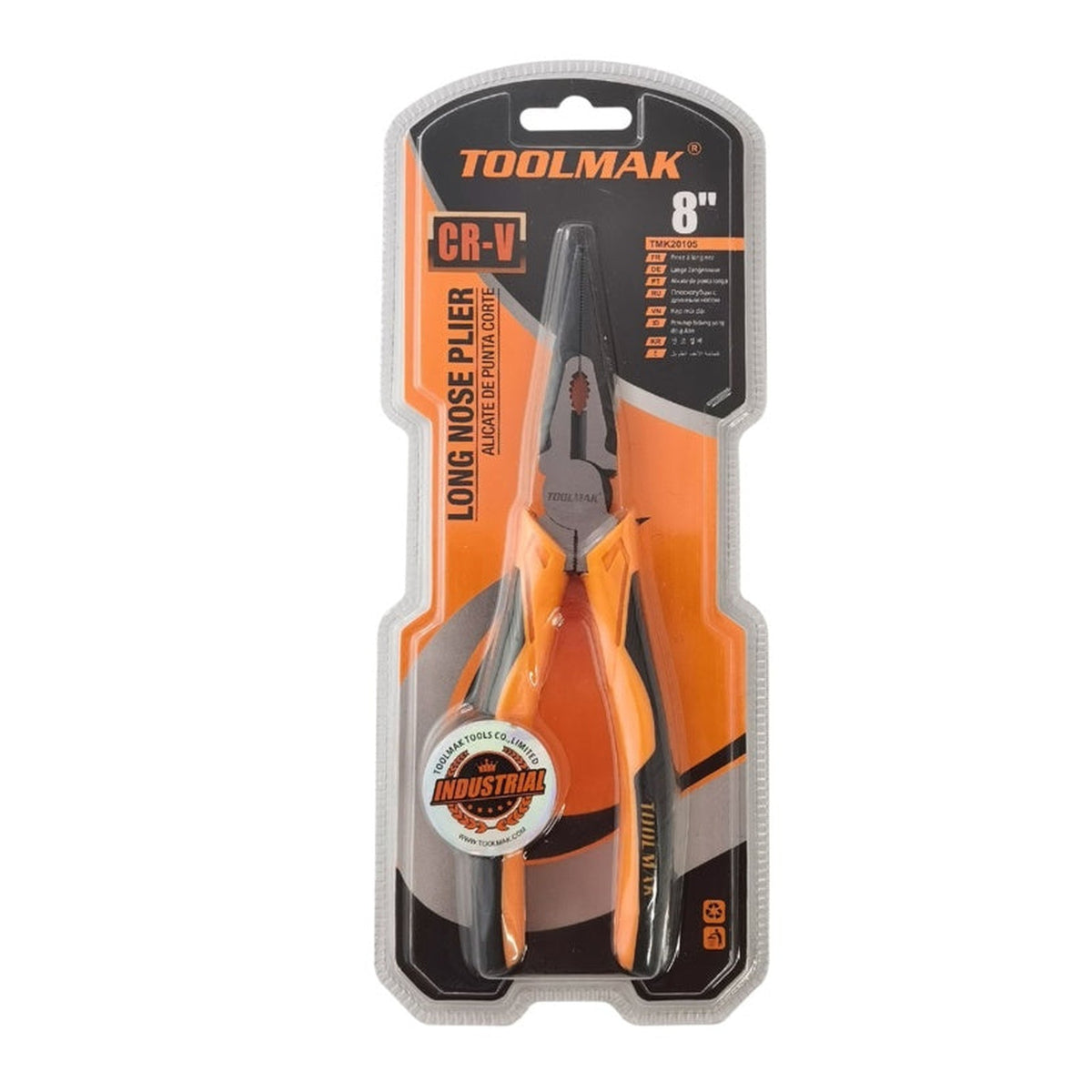 Toolmak 8 inch long nose pliers