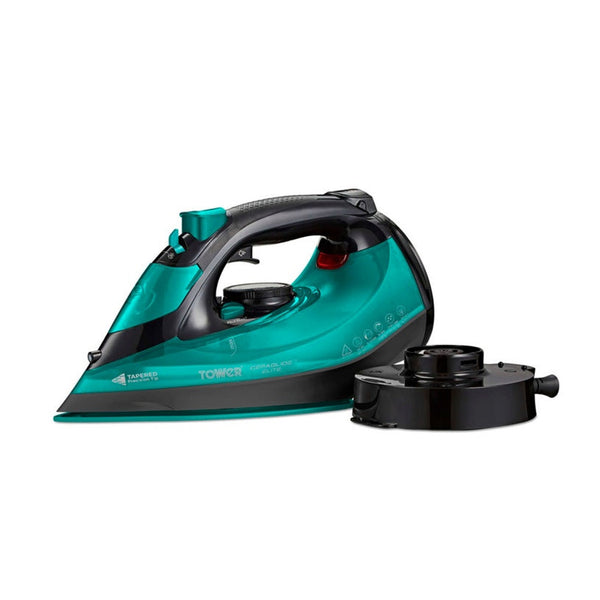 Tower Ceraglide cord and cordless iron in teal