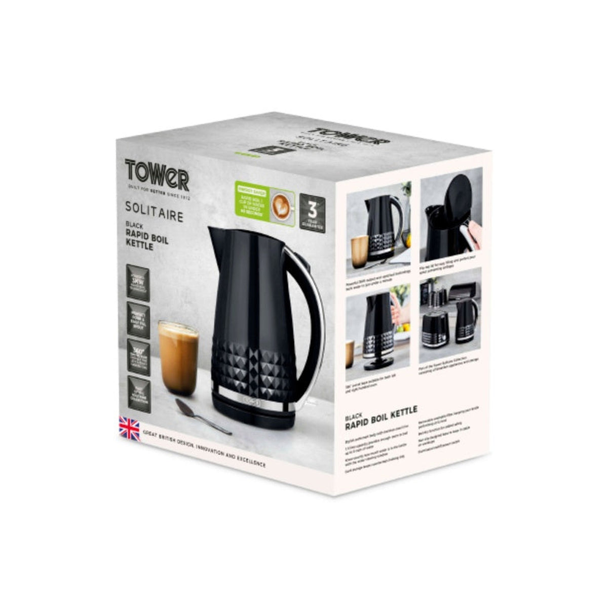 Tower Solitaire black 1.5L 3kW kettle, view 10