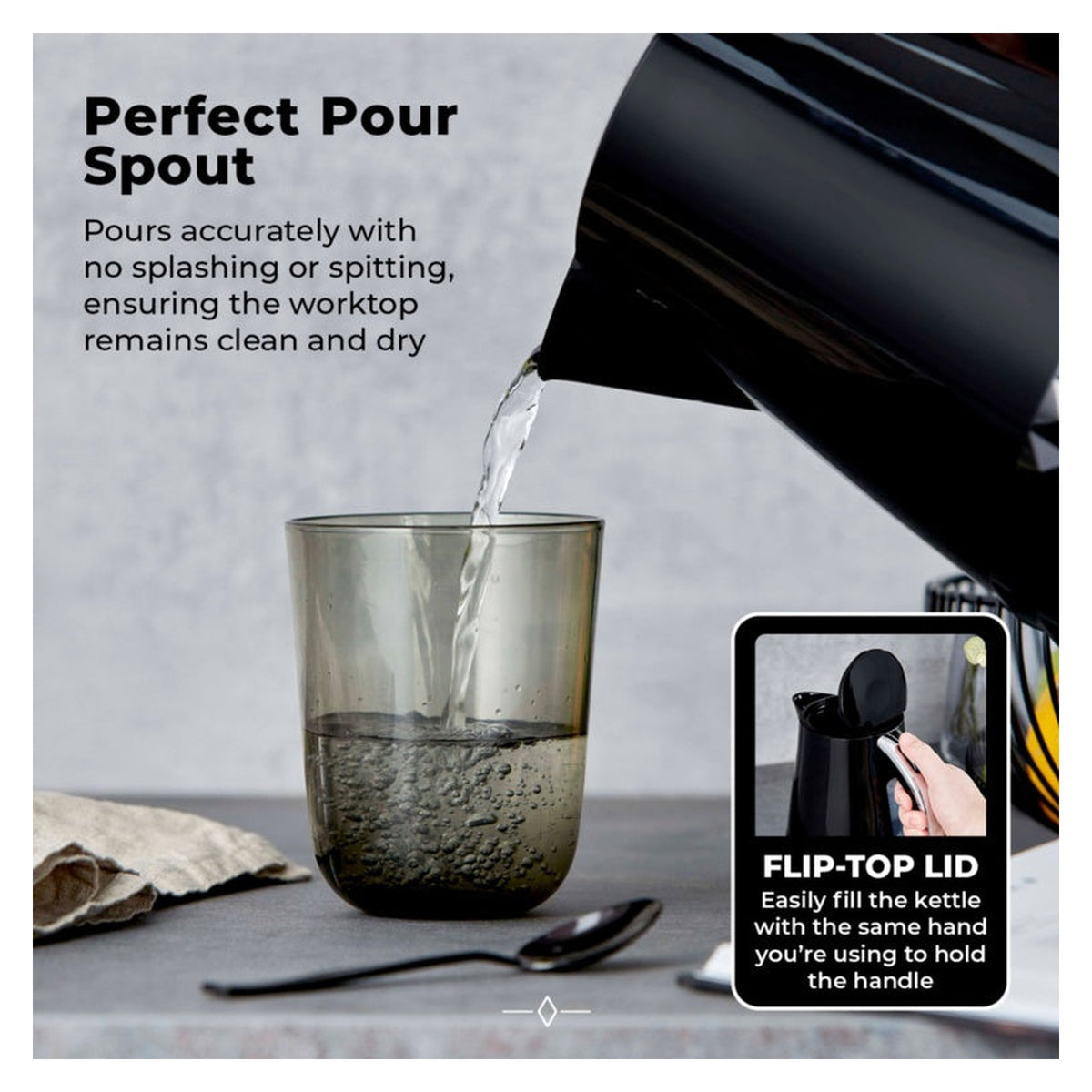 Tower Solitaire black 1.5L 3kW kettle, view 6