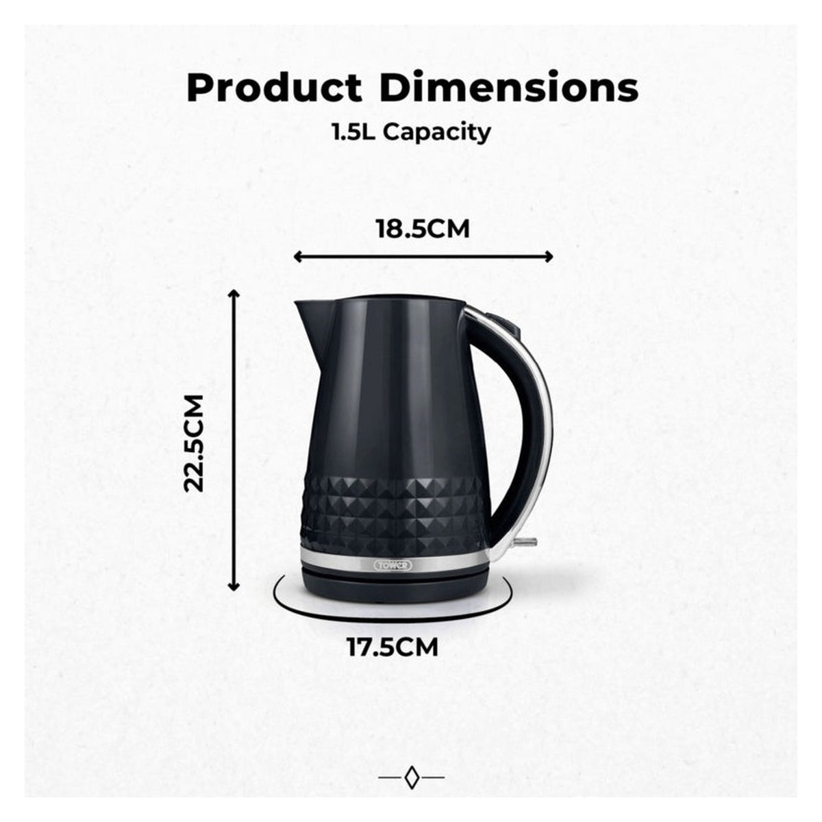 Tower Solitaire black 1.5L 3kW kettle, view 8
