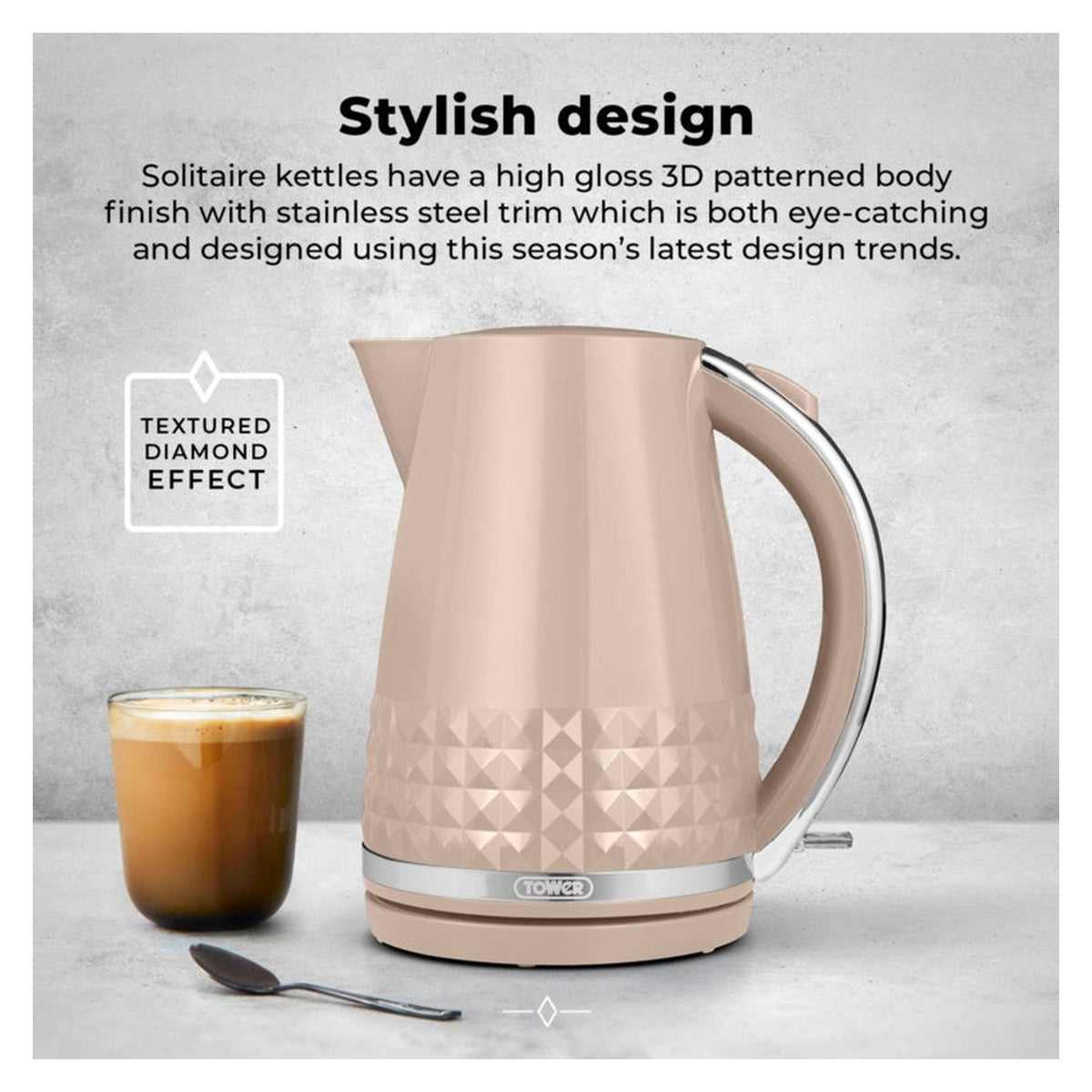 Tower Solitaire latte 3kW 1.5L kettle, view 3