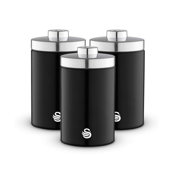 Townhouse Canisters Set Of 3 - Black 1.6L