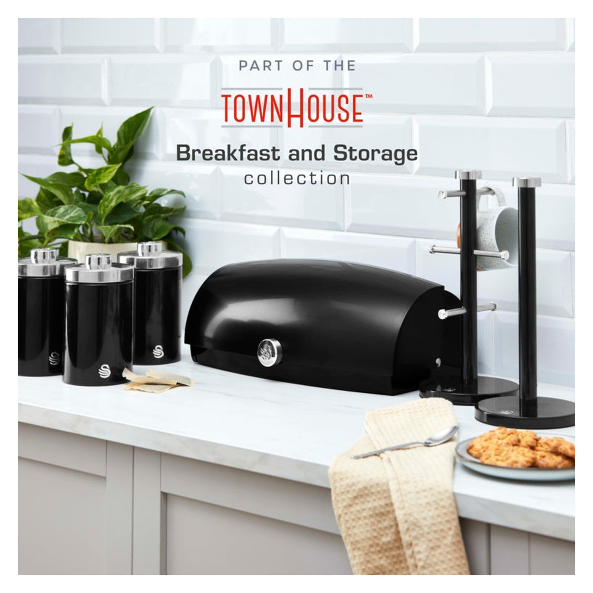 Townhouse Canisters Set Of 3 - Black 1.6L, view 2